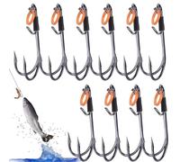 Fishing Hooks - Double Hooks Fishing | 10 pezzi Frog Hooks, Double Reverse Fishing Hooks, Anti-Bending Carbon Steel Gear Rigs For Panfish Bass Trout Grouper Crappie Beach and Saltwater