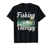 Fishing Is My Therapy Calma Natura Pesca Design Maglietta