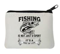 Fishing is Not Just A Sport It's A Way of Life - Portamonete in neoprene, 10 x 11 cm, colore: Bianco