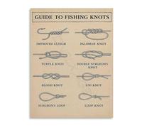 Fishing Knots Guide Reference Chart Canvas Wall Art Print for Man Cave Garage or Lake House Decor(Unframed,08x12inch(20x30cm))