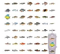 Fishing Laptop Stickers - 110 Pack PVC 7.9cm, Waterproof Vinyl Decals, Fish Themed | Creative Fun, Classroom Prize Stickers For Skateboard, Phone, Water Bottle, Suitcase, Guitar, Kids