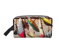Fishing Lure1 Borsa da toilette da viaggio con stampa, capiente borsa cosmetica per donna borsa da toilette per uomo, bianco, Taglia unica