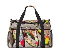 Fishing Lure1 Borsa da viaggio con stampa per weekender, borsa da allenamento, borsa da yoga, borsone per oggetti personali per Audlts, Nero , Taglia unica