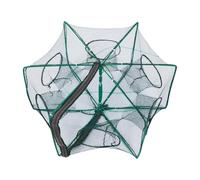Fishing Net, Fish Trap, Shrimp Cage, Foldable Nylon Design, 6-Hole Lightweight Build, Ideal for Crab Lobster Small Fish Catching, 15.75x7.87 Inches, Green Color, 1 Piece