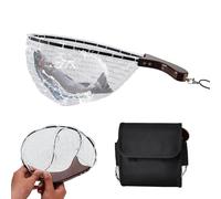 Fishing Net, Foldable Landing Net with Anti Slip Handle, 18.5x14.17x7.87 inches Sturdy Live Catch Transport Mesh for Pools, Beach, Ponds, Salmon, Fly Fish, Kayak, Bass