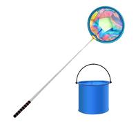Fishing Net for Kids, Toddler Catching Net, Crab Frog Bird Tool, Telescoping Handle, Foldable Bucket, Ideal for Pool Backyard Camping Use, 16-35 Inches, Blue Color, 1 Set