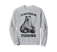 Fishing Pole Bear I'd Rather Be Fishing Funny Outdoors Felpa