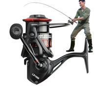 Fishing Reel, Ergonomic Anti-Slip Angling Wire Wheel, Smooth Casting Gear System Left/right Handed, Offshore, Inshore, Crappie, Bass, Ice, Catfish, and Freshwater Fishing, 10kg Black Red