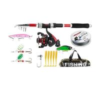 Fishing Rod and Reel - Set di canne da con rullo e esche | Spin Esca con borsa per il trasporto per pesce persico, trota, pesce gatto adulto principiante