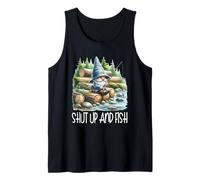 Fishing Scene Gnome Nature Graphic For Men Shut Up And Fish Canotta