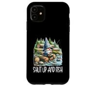Fishing Scene Gnome Nature Graphic For Men Shut Up And Fish Custodia per iPhone 11