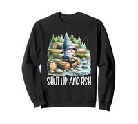 Fishing Scene Gnome Nature Graphic For Men Shut Up And Fish Felpa