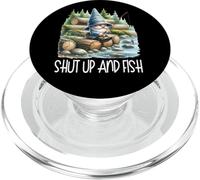 Fishing Scene Gnome Nature Graphic For Men Shut Up And Fish PopSockets PopGrip per MagSafe