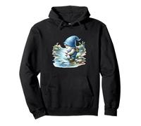 Fishing Scene With Fisherman Gnome Grandpa For Fishing Lover Felpa con Cappuccio