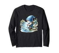 Fishing Scene With Fisherman Gnome Grandpa For Fishing Lover Maglia a Manica