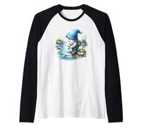 Fishing Scene With Fisherman Gnome Grandpa For Fishing Lover Maglia con Maniche Raglan