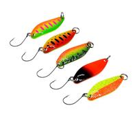 Fishing Set di 5 Pezzi di Esche per La Pesca alla Trota, Cucchiaini da Pesca Esche Artificiali Spinning per Trota, Persico,Luccio Spoon Kit - Trout Spoon Kit con Scatola