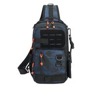 Fishing Tackle Bag, Fishing Backpack, Fish Storage Wraps, Waterproof Sling Design, Sturdy Polyester, Travel Camping Shore Use, 7.87x3.94x11.81 Inches, Blue Green Color, 1 Piece