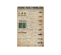 Fishing Tackle Knowledge | Cartello vintage con scritta "Fishing Tackle Knowledge" | Targa artistica da parete in metallo per gli amanti della pesca, decorazione unica per la stanza da bar