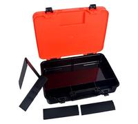 Fishing Tackle Organizer - Double-Tier Gear Box for River, Lake with All-Weather Function, Handled Storage Case for Shore, Stream, Bass, Trout, Catfish, 14.17x9.84x4.72 inch