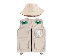 Fishing Vest, Adventure Custome, 15.75x18.9 Inch, Jungle Adventure Gear, Outdoor Hat Set, Realistic Explorer Costume with Accessories for Party, Park, Tour, Hike, Play, Zoo, Hunting, Exploratio