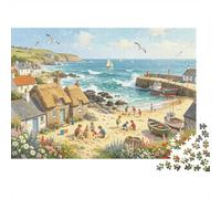 Fishing Village Jigsaw Puzzles 1000 Pezzis Materialee Riciclabile Coastal Bay Adulti Jigsaws Developing Boy & Girl‘s Intelligence Genitore Figlio Game Attività 70x50cm/1000pcs