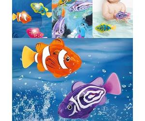 FISHISWIM Giocattolo Pesce Robot Nuotatore in Plastica, per Tutte le Età, Arancione, Rosso, Viola e Giallo, 7,6 x 3,5 cm, 4 Pezzi