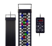 fishkeeper Lampada per acquario ultra luminosa a 6 file, impermeabile IP68 | Illuminazione per acquario, 60 W, 252 LED, con funzione di memoria, luce naturale 24/7 tramite pulsante, fai da te, 9 timer