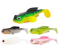 FISHN Set di 5 pesci di gomma GOBYONE 7,6 cm 9 gr ultra realistici per la pesca di pesce persico e (FLUO)