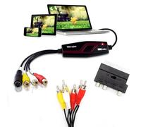 Fishtec Adattatore video e audio USB 2.0 - Acquisizione digitale VHS DVD Videocamera a PC e Mac - Cavi RCA e Scart inclusi, colore: nero