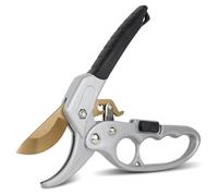 FISHTEC Cesoie da giardino in titanio a cremagliera, manico ergonomico antiscivolo, taglio netto e franco su incudine, rami fino a 20 mm, resistente, blocco di secruità, 20 cm, grigio