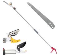 Fishtec - Cesoie da giardino telescopiche estensibili da 1,37 a 2,2 m + sega da potatura per albero - Sega a taglio - Dimensione e taglio rami - Lama in acciaio + incudine di presensione