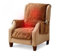 Fishtec Copri poltrona riscaldata calore e stile, in pelle scamosciata morbida, 10 livelli di calore, timer, telecomando, lavabile in lavatrice, fissaggio antiscivolo, 165 x 160 cm