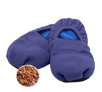 FISHTEC - Pantofole riscaldate per microonde e fodera in pile blu - taglia 41/45 unisex - Pantofole comode che conservano il calore - Semi di lino e lavanda profumati Benessere