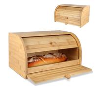 FISHTEC Portapane bambù con Tagliere Integrato, raccogli briciole, Cestino per Il Pane, Porta Scorrevole, Ideale per conservare Il Pane, 37 x 23 x 19,7 cm