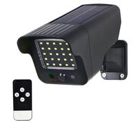 FISHTEC Proiettore solare - Fotocamera fittizia 250 lumen, 3 modalità, telecomando - sensore di movimento - pannello solare - orientabile a 360° - LED rosso lampeggiante
