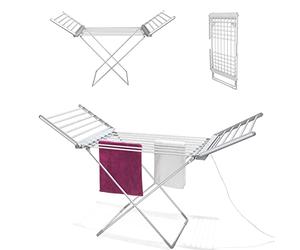 Fishtec Stendibiancheria Elettrico Pieghevole - 18 Barre Riscaldanti e 11,3 m di Superficie - Ideale per Asciugatura Rapida e Sicura in Casa Bagno o Lavanderia in Alluminio Argento 145x54x94 cm