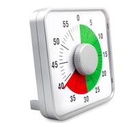 FISHTEC ® Timer quadrato gigante meccanico 60 minuti, 2 zone colorate, numeri grandi su supporto o magnetici, timer da cucina, timer da classe, gestione del tempo, esame per bambini, 19 x 19 x 5 cm