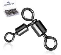 FishTrip Attrezzatura da pesca girevole a 3 vie, 50 pezzi, girelle a T a tre vie, resistenti, per pesca in acqua salata (2/0 x 1/0)