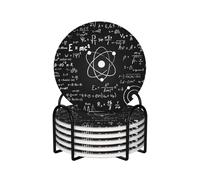 Fisica Stampa Stampata,Sottobicchieri rotondi in ceramica, sottobicchieri per tazze, set di 6 sottobicchieri per bevande