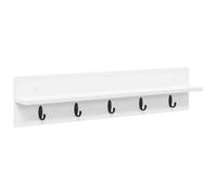 Fisinber Appendiabiti da parete bianco, 80 x 10,5 x 18 cm, in legno | Appendiabiti compatto per corridoio e ingresso per appendere giacche e borse salvaspazio.