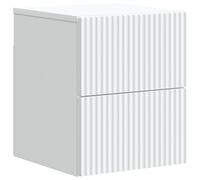 Fisinber Comodino da parete bianco, 33 x 34,5 x 40 cm, con 2 cassetti | Tavolo sospeso salvaspazio in legno per camera da letto e soggiorno. Offre un pratico spazio di archiviazione sulla parete.