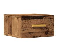 Fisinber Comodino da parete effetto legno anticato, 35 x 35 x 20 cm | Il comodino compatto da parete per la camera da letto crea prezioso spazio sulla parete e mantiene la superficie del