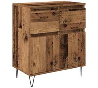 Fisinber Credenza effetto legno anticato, 60 x 35 x 70 cm, con gambe in | Armadietto compatto per soggiorno e corridoio con cassetto e 2 ante per uno stoccaggio ordinato in stile metà secolo.