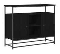 Fisinber Credenza nera effetto rovere, 100 x 35 x 80 cm, comò con ante | Elegante credenza in legno per sala da pranzo e corridoio. Offre un pratico spazio dietro le ante chiuse.
