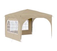 Fisinber Gazebo pieghevole per feste, 290 x 290 cm, con 2 pareti laterali, regolabile in altezza, con borsa per il trasporto, per giardino, feste e mercatini delle pulci, colore crema