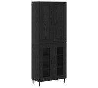 Fisinber Mobiletto alto, 2 pezzi, nero, effetto rovere, 69,5 x 34 x 180 cm | Elegante set da 2 pezzi composto da credenza e inserto per molto spazio in soggiorno, sala da pranzo o corridoio.