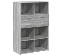 Fisinber Mobiletto alto grigio sonoma, 80 x 42,5 x 124 cm, in legno | Elegante armadio multiuso con scomparti e cassetti per soggiorno, corridoio e camera da letto. Portata fino a 100 kg.