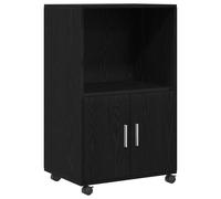 Fisinber Mobiletto nero effetto rovere, 55 x 40 x 91 cm, comò | Armadio compatto multiuso a 2 ante per soggiorno, studio e camera da letto con molto spazio.