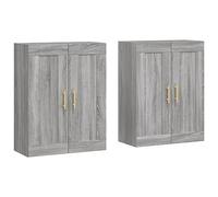 Fisinber Set di 2 armadi da parete grigio Sonoma, 69,5 x 34 x 90 cm, in | Armadietti sospesi salvaspazio per soggiorno o camera da letto, versatili come eleganti credenze.